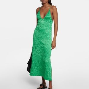 GANNI Green Slip Dress
